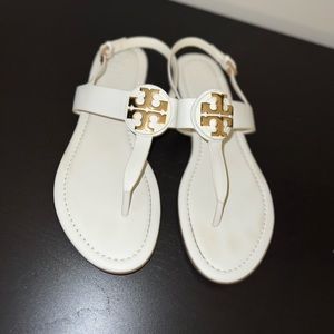 Tory Burch white and gold sandals size 9
